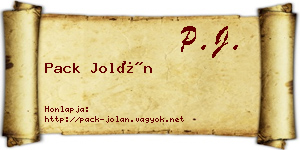 Pack Jolán névjegykártya